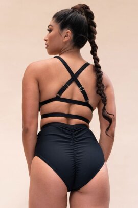 Lunalae Pantalones Cortos Tiro Alto Jemma Negro XL