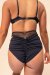 Lunalae Pantalones Cortos Tiro Alto Daisy Negro