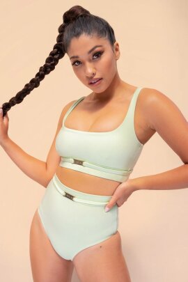 Lunalae Pantalones Cortos Tiro Alto Venus Verde Claro XS