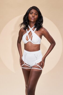 Lunalae Pantalones Cortos Tiro Alto Olivia Blanco L