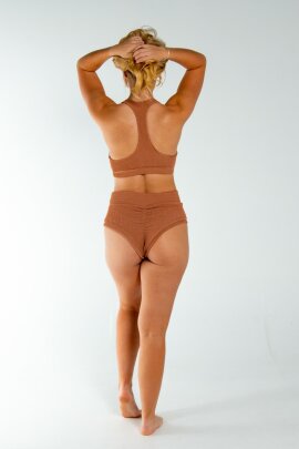 AMBR Designs Top Corto de Cuello Halter Waffle Nude L