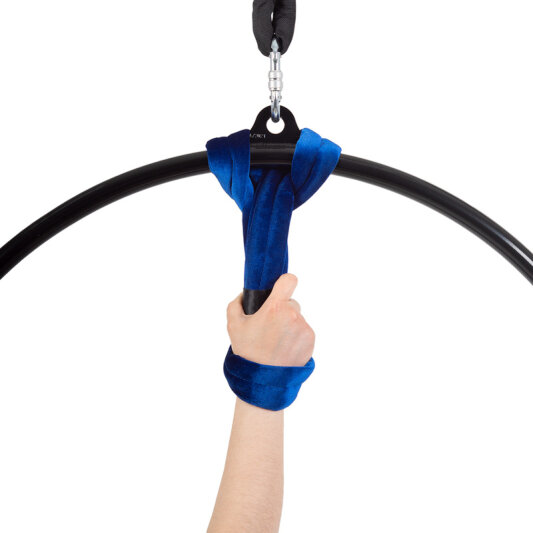 Paquete de poleas redondas de PoleSports para colgar aros aéreos de terciopelo Azul
