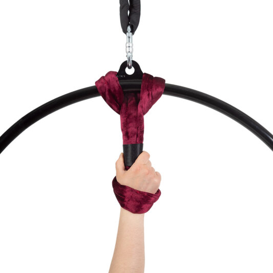 Paquete de poleas redondas de PoleSports para colgar aros aéreos de terciopelo Rojo