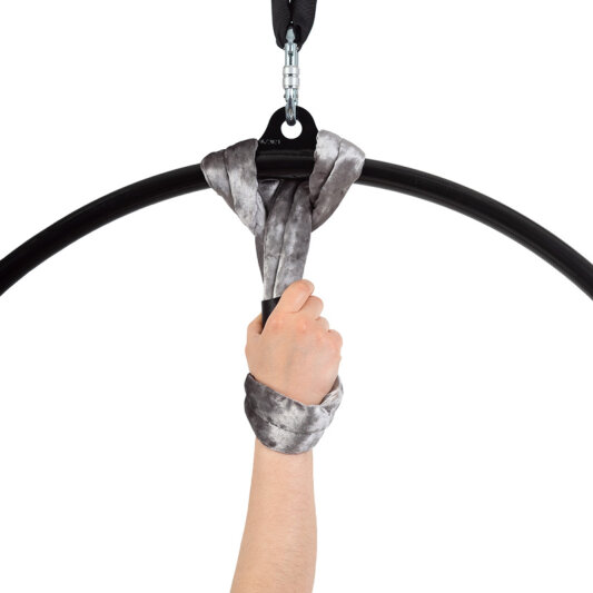 Paquete de poleas redondas de PoleSports para colgar aros aéreos de terciopelo Plata