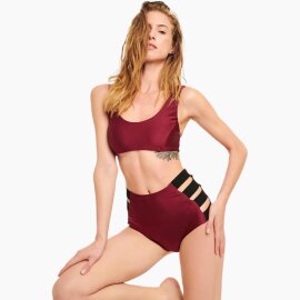 Paradise Chick Pantalones Cortos Tiro Alto Cereza Rayas S