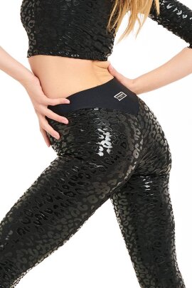 Paradise Chick Leggings Superhero Agarrepy V-String Leopardo Negro XS
