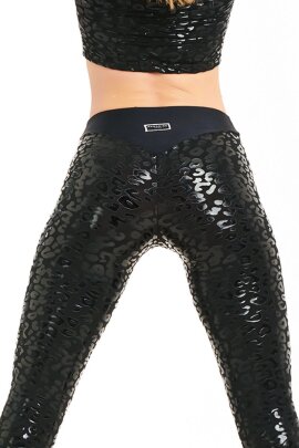 Paradise Chick Leggings Superhero Agarrepy V-String Leopardo Negro XS