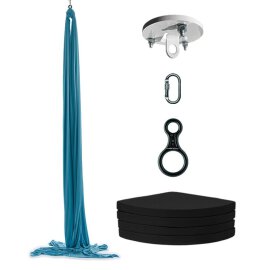 PoleSports Aerial Silk incl. Crash Mat, Ceiling Mount, Figure 8 and Carabiner