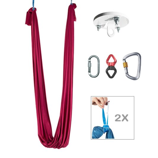 PoleSports Hamaca Yoga Aérea incl. Montaje de Techo y Accesorios de Suspensión