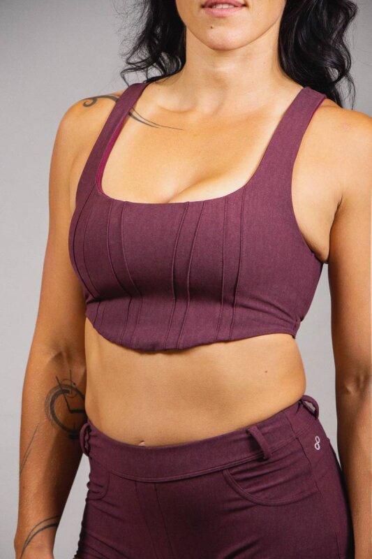 Off the Pole Top Cruzado Denim Rosa Suave S