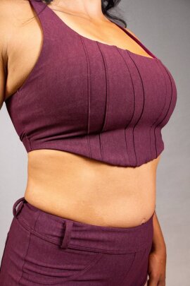Off the Pole Top Cruzado Denim Rosa Suave S