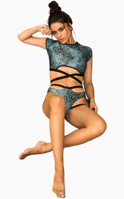 Paradise Chick Wrap Top Frankie Verde Petróleo XS