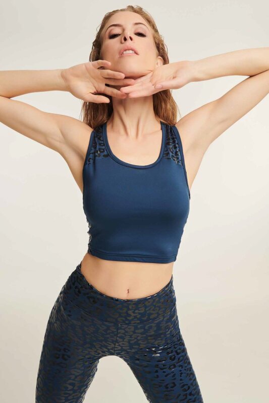 Paradise Chick Top sin Mangas Superhero Sticky Denim Azul S
