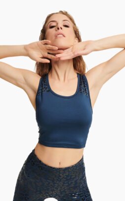 Paradise Chick Top sin Mangas Superhero Sticky Denim Azul S