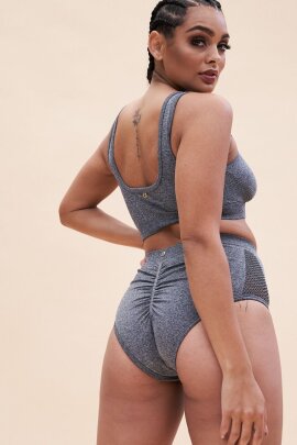Lunalae Pantalones Cortos Tiro Alto Leah Seamless Gris M