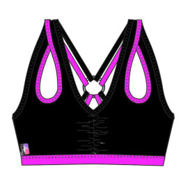 PoleFit Top Whisker XS Negro / Fucsia