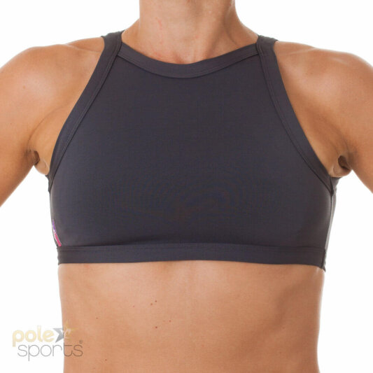 PoleFit Top Cuello Alto Crop XS Gris