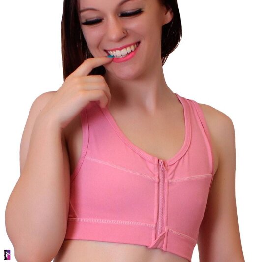 PoleFit Azalea Top con Cremallera Frontal Rosa Empolvado L