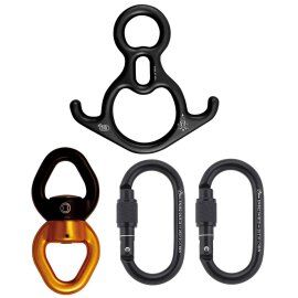 Suspension Set for Aerial Silks 2x Carabiners Black with...