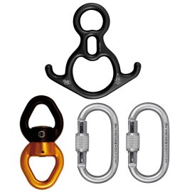 Suspension Set for Aerial Silks 2x Carabiners Silver with...