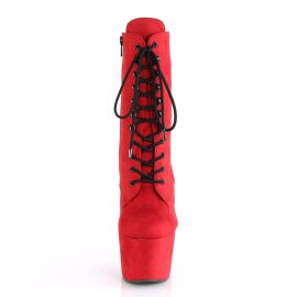 Pleaser ADORE-1020FS Plateau Ankle Boots Faux Suede Red