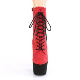 Pleaser ADORE-1020FSTT Plateau Ankle Boots Faux Suede Red