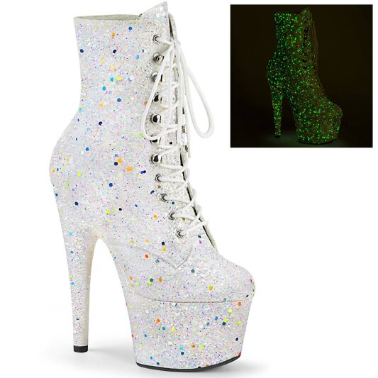 Pleaser ADORE-1020GDLG Botín Plataforma Purpurina Blanco