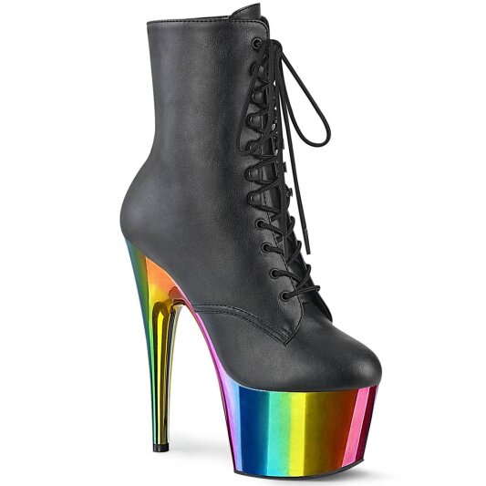 Pleaser ADORE-1020RC Botín Plataforma Cuero Sintético Metalizado Negro Multicolor