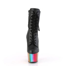 Pleaser ADORE-1020RC Plateau Ankle Boots Faux Leather Chrome Black Colorful