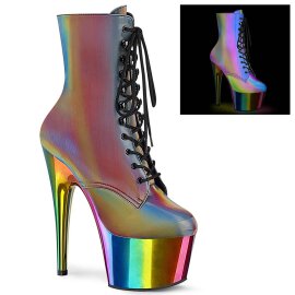 Pleaser ADORE-1020RC-REFL Plateau Ankle Boots Reflection Chrome Colorful