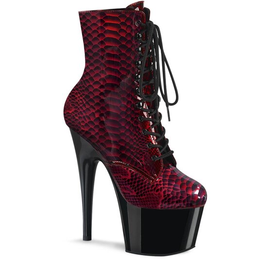 Pleaser ADORE-1020SP Botín Plataforma Serpiente Rojo