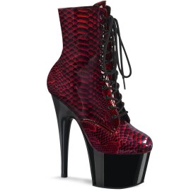 Pleaser ADORE-1020SP Botín Plataforma Serpiente Rojo