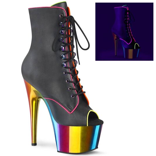 Pleaser ADORE-1021RC-02 Botín Plataforma Cuero Sintético Metalizado Negro Multicolor