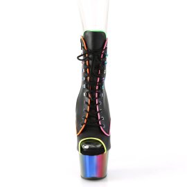 Pleaser ADORE-1021RC-02 Plateau Ankle Boots Faux Leather Chrome Black Colorful