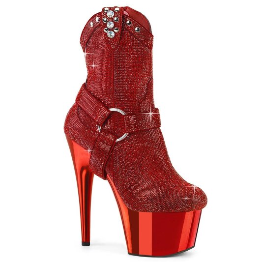 Pleaser ADORE-1029CHRS Botín Plataforma Metalizado Rojo