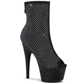Pleaser ADORE-1031GM Plateau Ankle Boots Rhinestones Mesh...