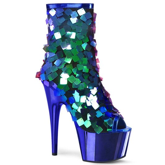 Pleaser ADORE-1031SSQ Botín Plataforma Metalizado Azul