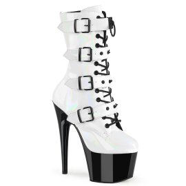 Pleaser ADORE-1046TT Plateau Ankle Boots Patent White