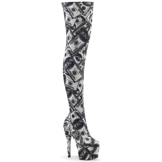 Pleaser ADORE-3000DP Bota Alta Plataforma Negro Blanco