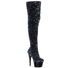 Pleaser ADORE-3020 Bota Alta Plataforma Metalizado Negro