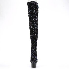 Pleaser ADORE-3020 Bota Alta Plataforma Metalizado Negro