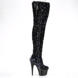 Pleaser ADORE-3020 Bota Alta Plataforma Metalizado Negro