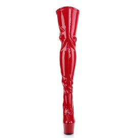 Pleaser ADORE-3063 Plateau Overknee Boots Patent Red