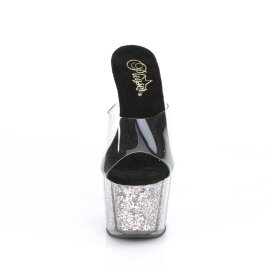 Pleaser ADORE-701CG Zapato Abierto Plataforma Purpurina Plata Transparente