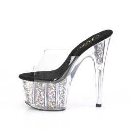 Pleaser ADORE-701CG Zapato Abierto Plataforma Purpurina Plata Transparente