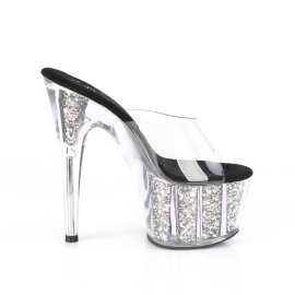 Pleaser ADORE-701CG Zapato Abierto Plataforma Purpurina Plata Transparente