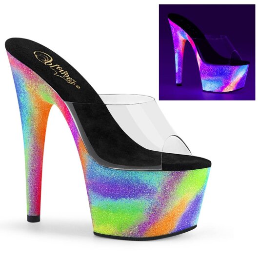 Pleaser ADORE-701GXY Zapato Abierto Plataforma Purpurina Transparente Multicolor