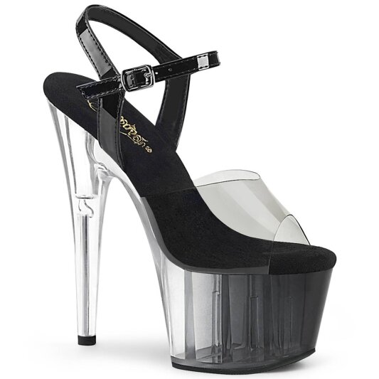Pleaser ADORE-708T-1 Sandalia de Tacón Plataforma Ahumado Negro Transparente