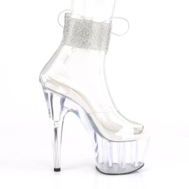 Pleaser ADORE-724RS Sandalia de Tacón Plataforma Metalizado Transparente