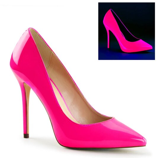 Pleaser AMUSE-20 Tacones Charol Rosa Claro Neón